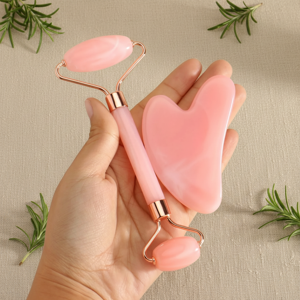 Facial Massage & Scraping Beauty Tool Kit | Face Roller, Massage Stick & Ice Gel Pack