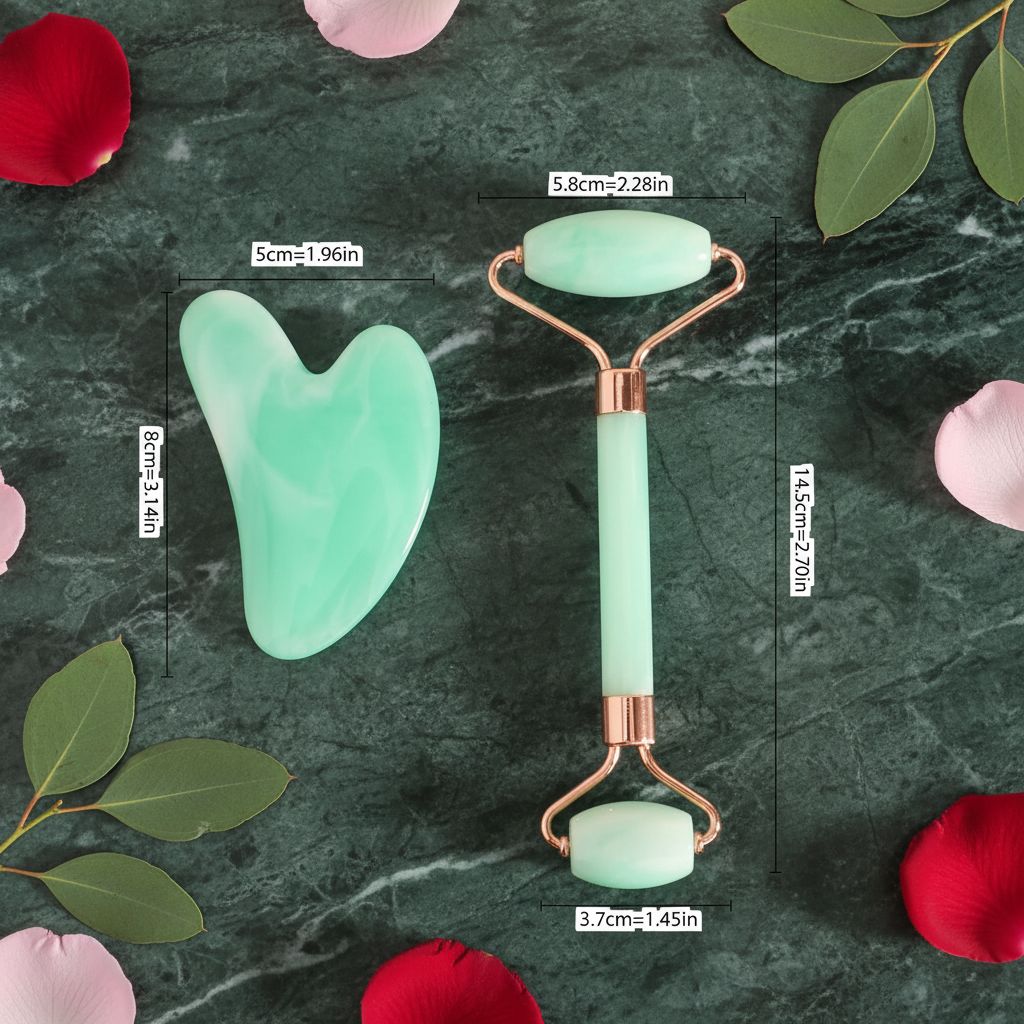 Facial Massage & Scraping Beauty Tool Kit | Face Roller, Massage Stick & Ice Gel Pack