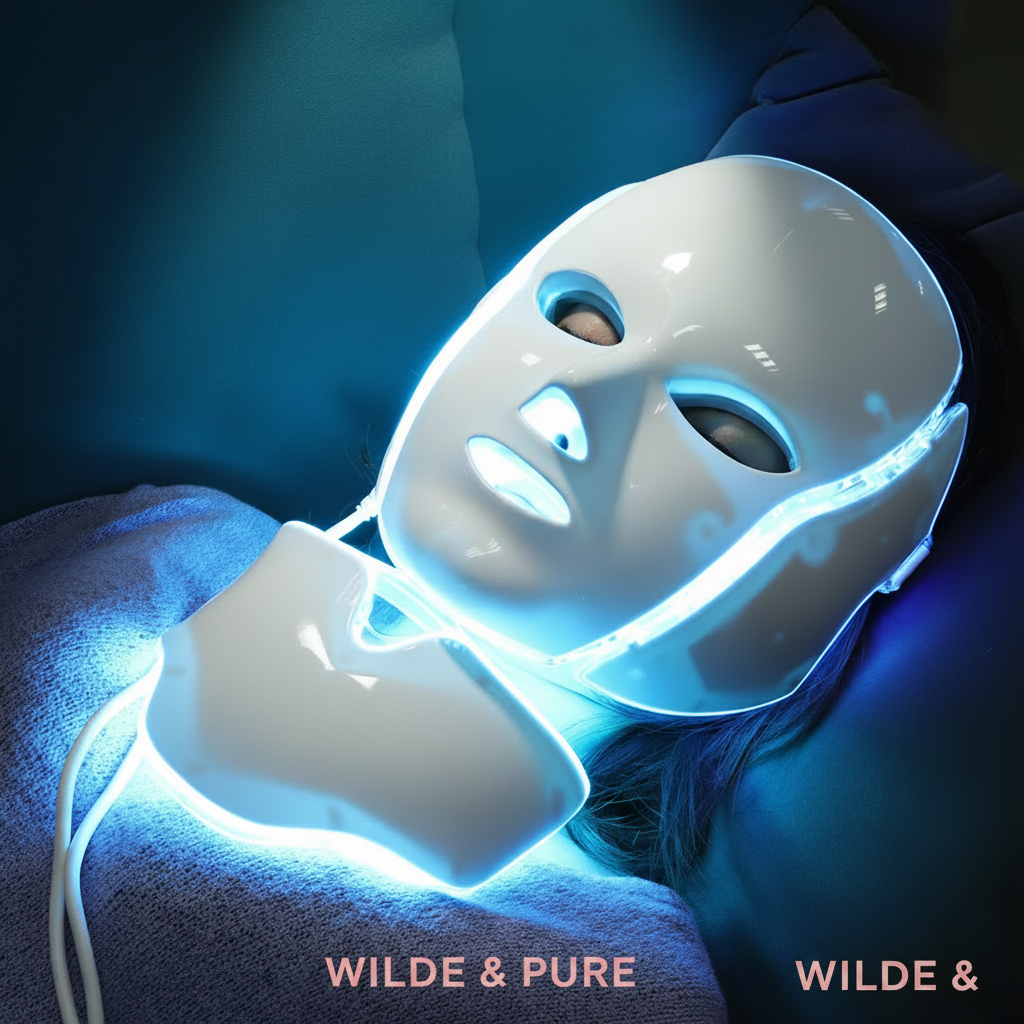 Wireless LED facial beauty mask with matching neck device