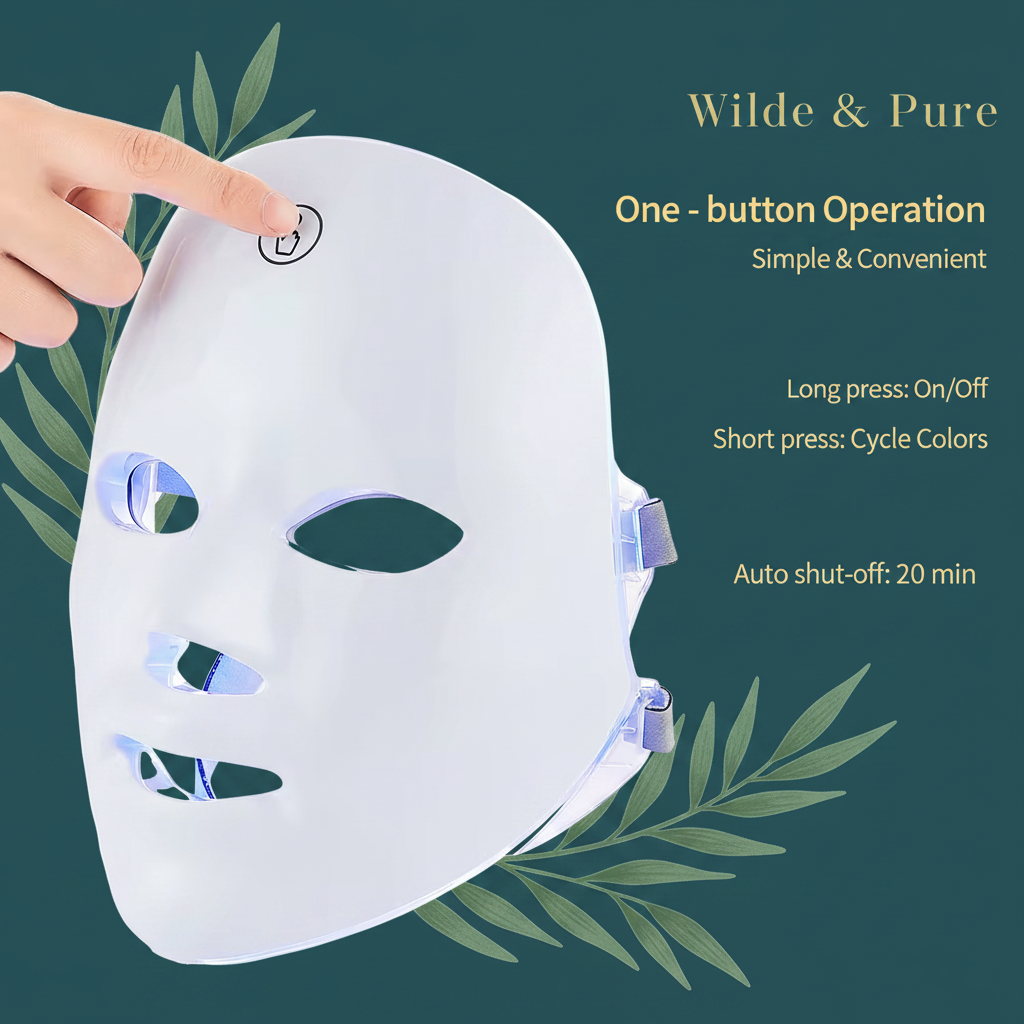 LumiGlow LED face mask one-button touch control operation