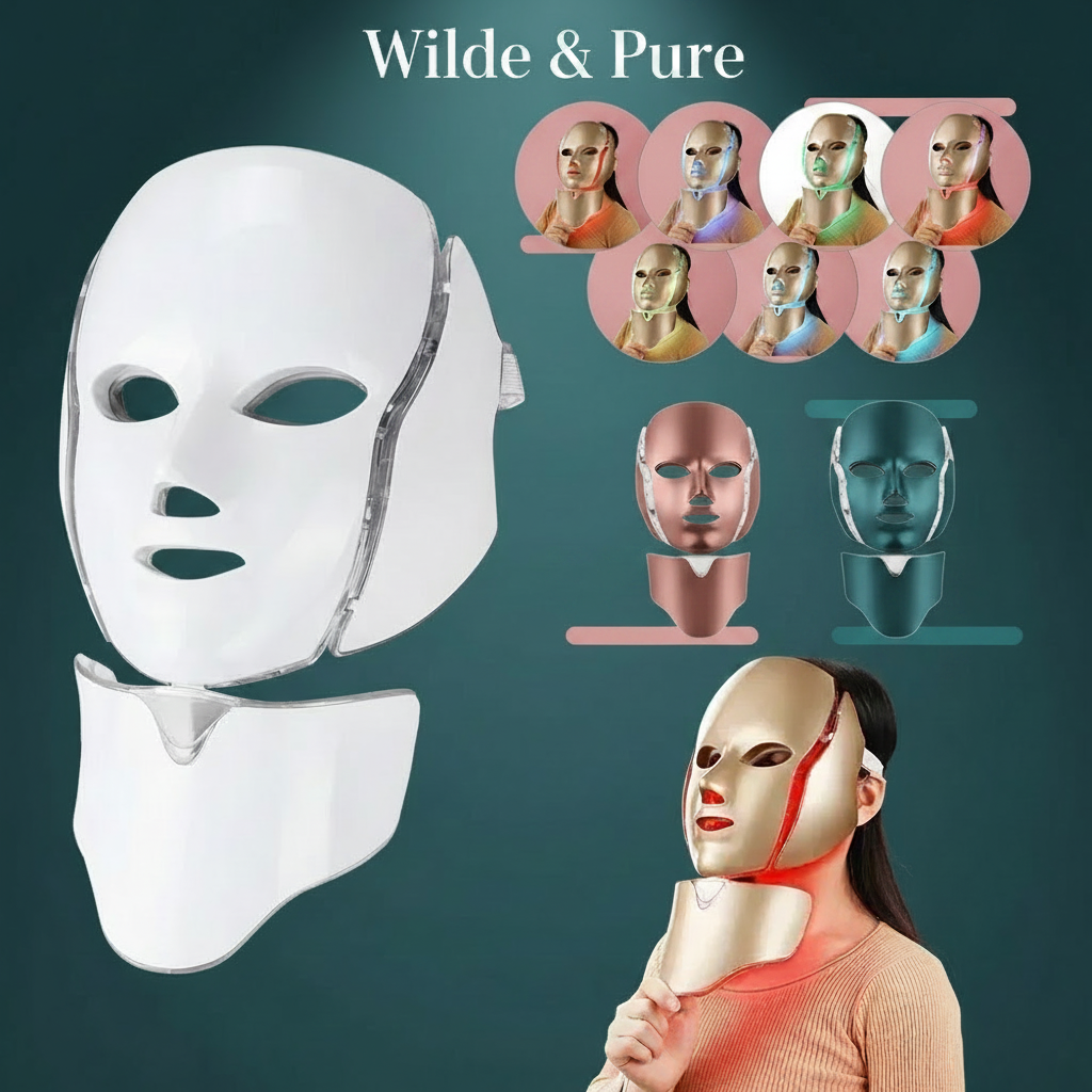 Rechargeable LED skincare device in luxury spa setting