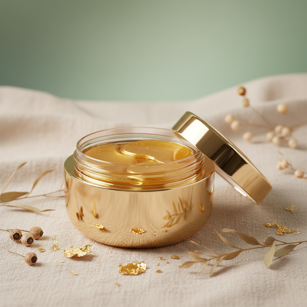 24K gold collagen eye patches in premium packaging
